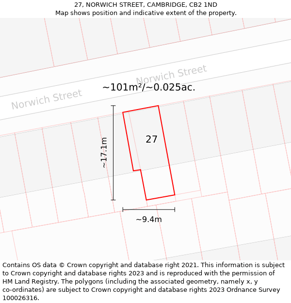 27, NORWICH STREET, CAMBRIDGE, CB2 1ND: Plot and title map