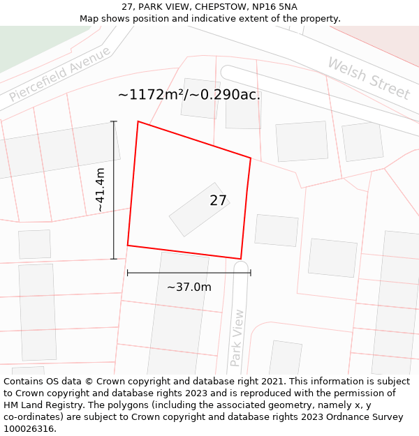 27, PARK VIEW, CHEPSTOW, NP16 5NA: Plot and title map