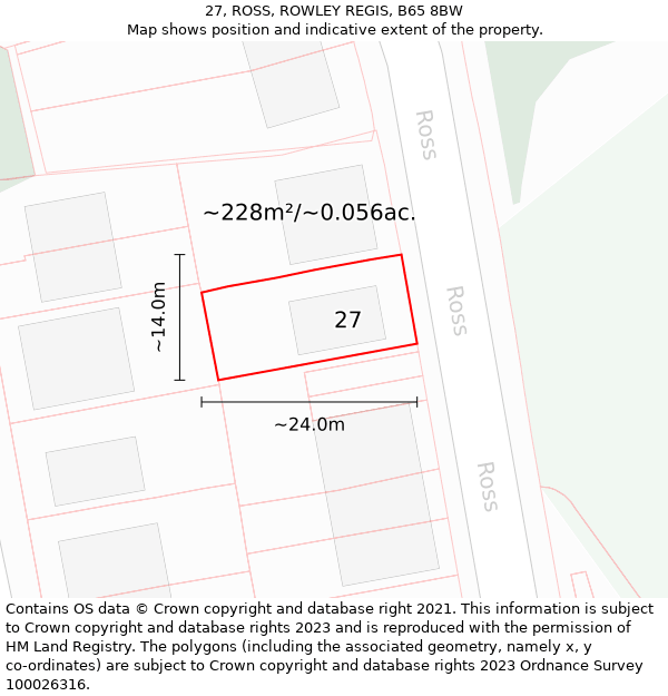 27, ROSS, ROWLEY REGIS, B65 8BW: Plot and title map