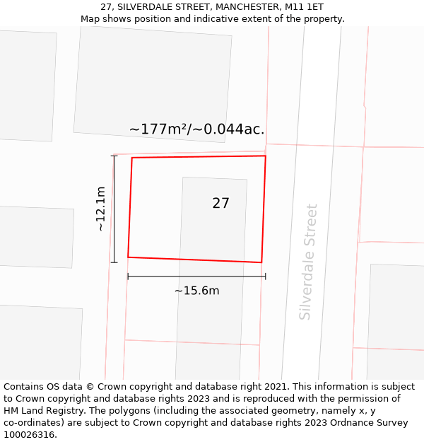 27, SILVERDALE STREET, MANCHESTER, M11 1ET: Plot and title map