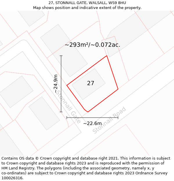 27, STONNALL GATE, WALSALL, WS9 8HU: Plot and title map