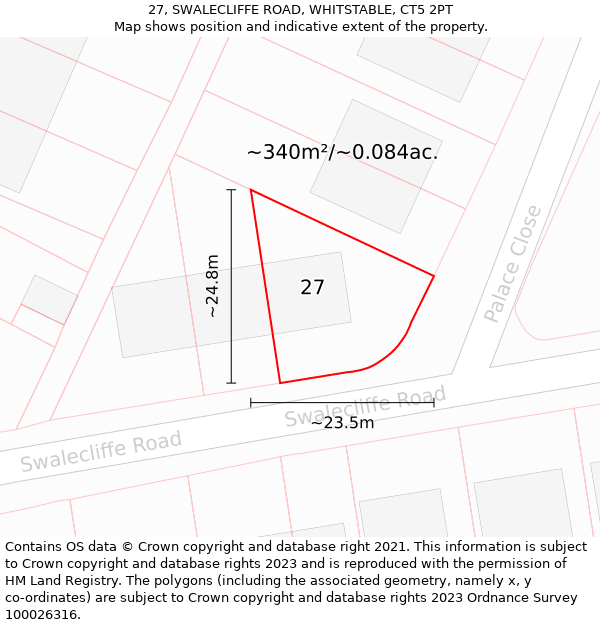 27, SWALECLIFFE ROAD, WHITSTABLE, CT5 2PT: Plot and title map