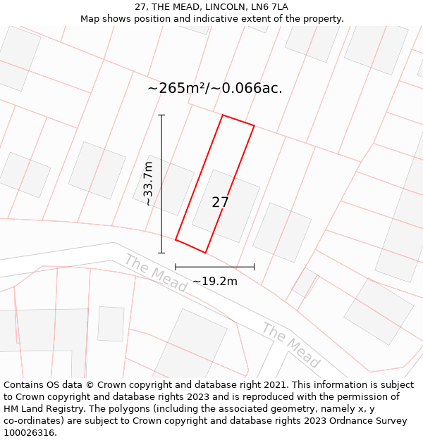 27, THE MEAD, LINCOLN, LN6 7LA: Plot and title map