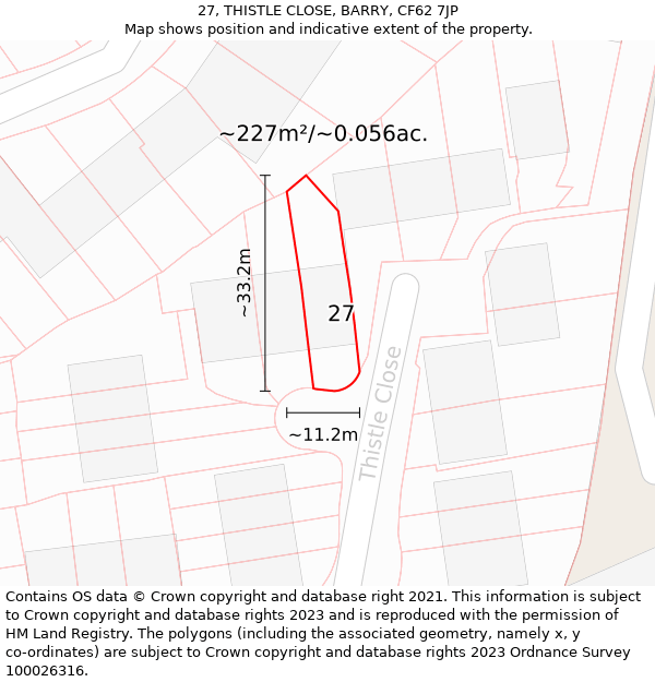 27, THISTLE CLOSE, BARRY, CF62 7JP: Plot and title map