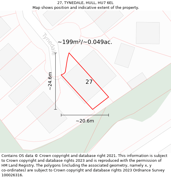 27, TYNEDALE, HULL, HU7 6EL: Plot and title map