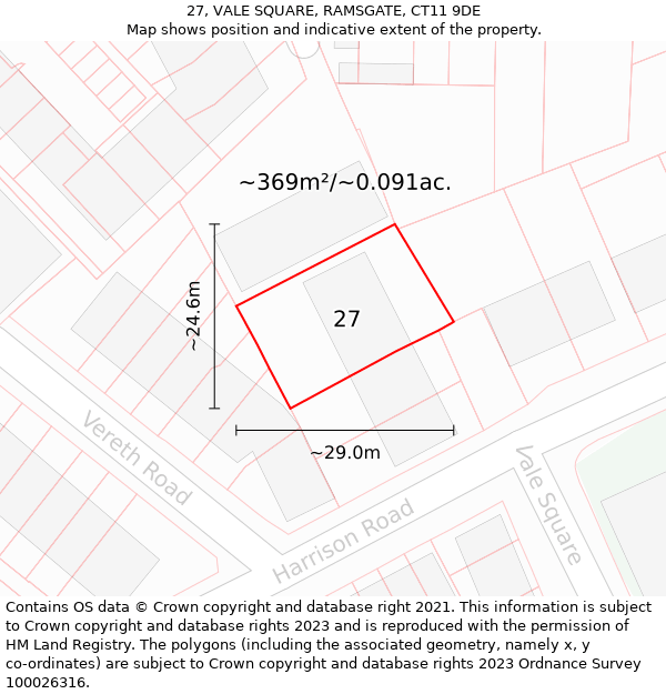 27, VALE SQUARE, RAMSGATE, CT11 9DE: Plot and title map