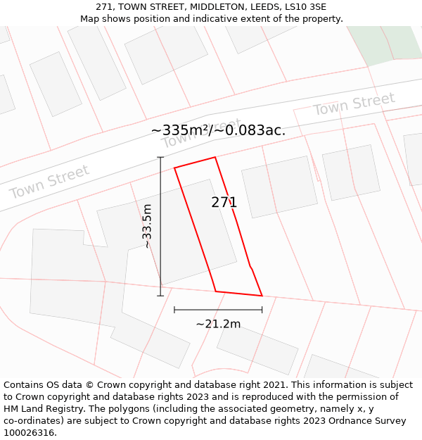 271, TOWN STREET, MIDDLETON, LEEDS, LS10 3SE: Plot and title map