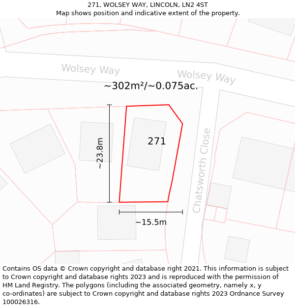 271, WOLSEY WAY, LINCOLN, LN2 4ST: Plot and title map