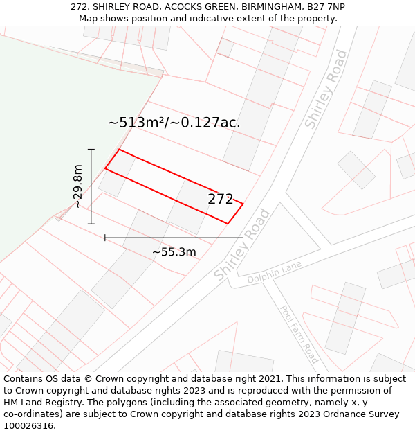 272, SHIRLEY ROAD, ACOCKS GREEN, BIRMINGHAM, B27 7NP: Plot and title map