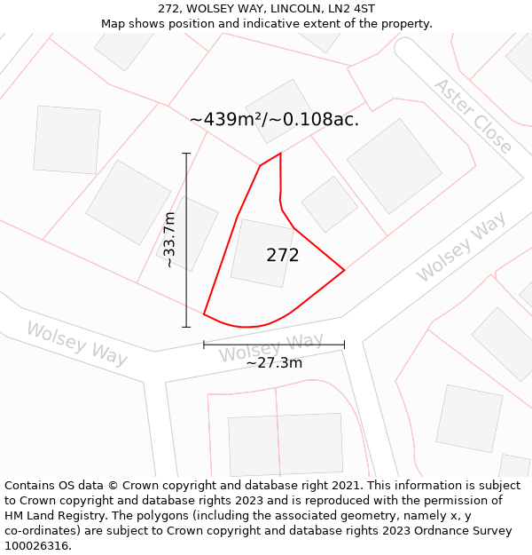 272, WOLSEY WAY, LINCOLN, LN2 4ST: Plot and title map