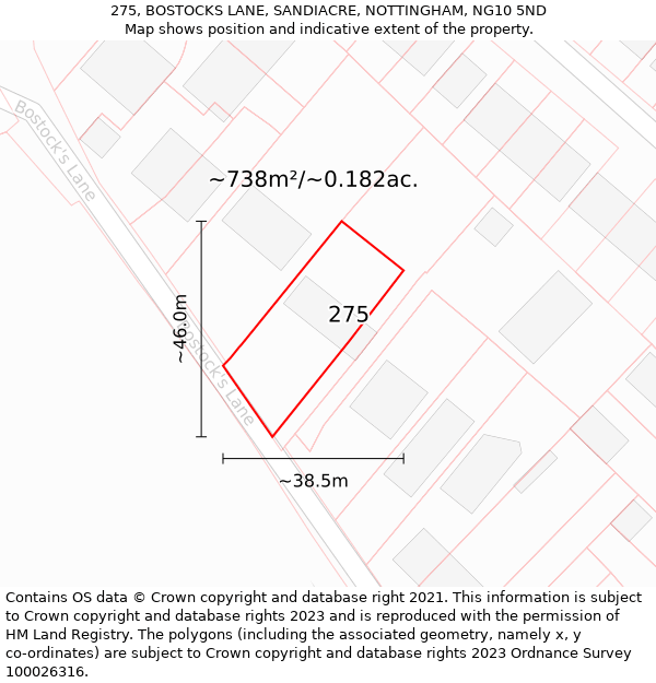 275, BOSTOCKS LANE, SANDIACRE, NOTTINGHAM, NG10 5ND: Plot and title map