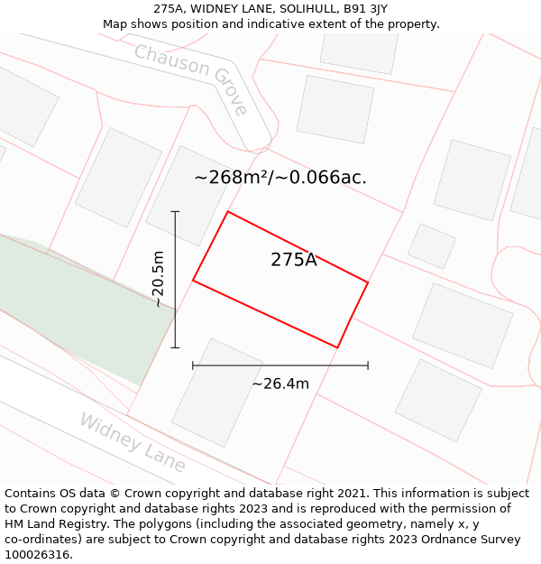 275A, WIDNEY LANE, SOLIHULL, B91 3JY: Plot and title map