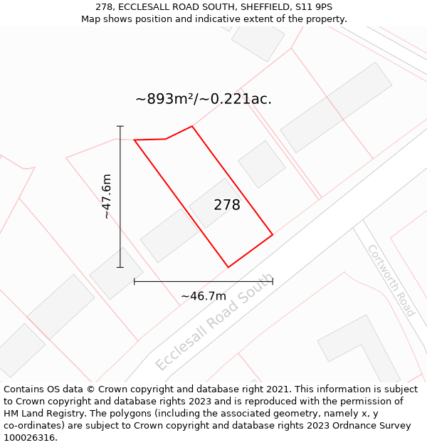 278, ECCLESALL ROAD SOUTH, SHEFFIELD, S11 9PS: Plot and title map