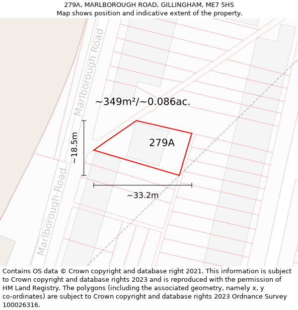 279A, MARLBOROUGH ROAD, GILLINGHAM, ME7 5HS: Plot and title map