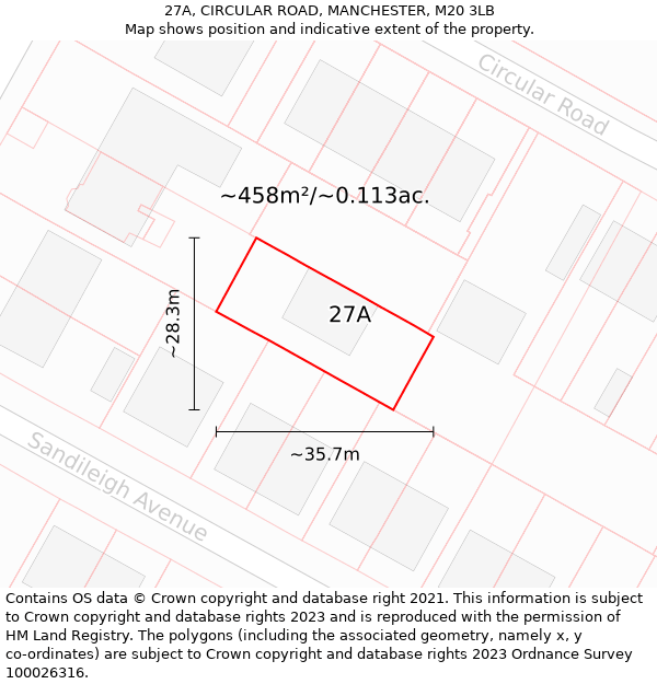 27A, CIRCULAR ROAD, MANCHESTER, M20 3LB: Plot and title map