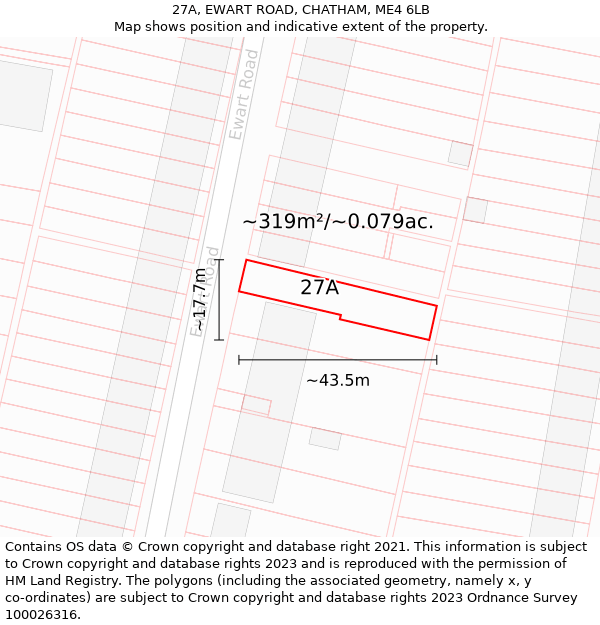 27A, EWART ROAD, CHATHAM, ME4 6LB: Plot and title map