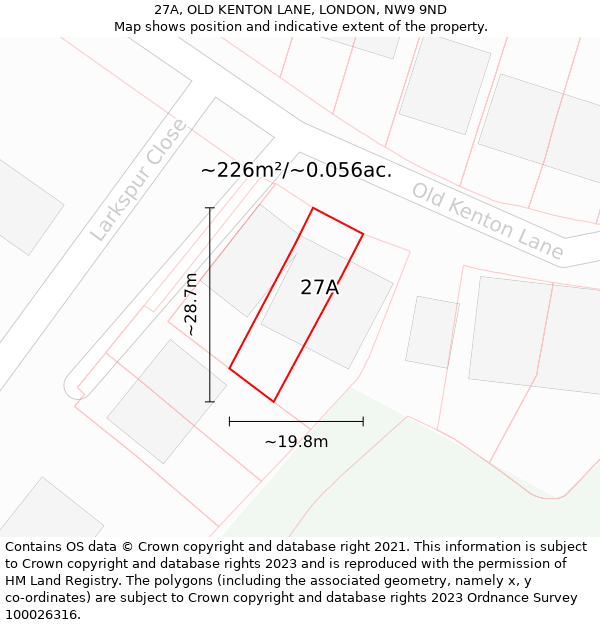 27A, OLD KENTON LANE, LONDON, NW9 9ND: Plot and title map