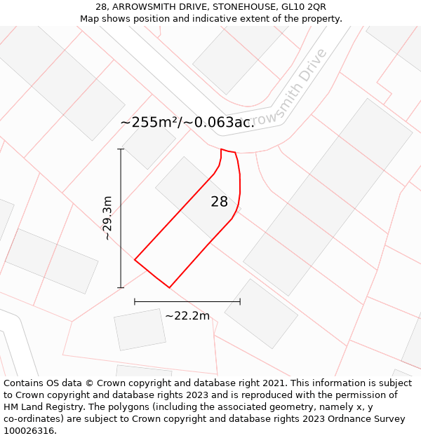 28, ARROWSMITH DRIVE, STONEHOUSE, GL10 2QR: Plot and title map