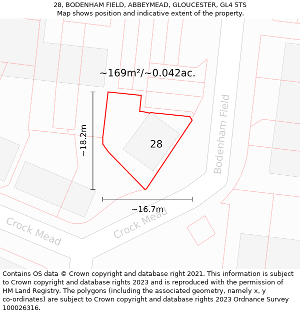 28, BODENHAM FIELD, ABBEYMEAD, GLOUCESTER, GL4 5TS: Plot and title map