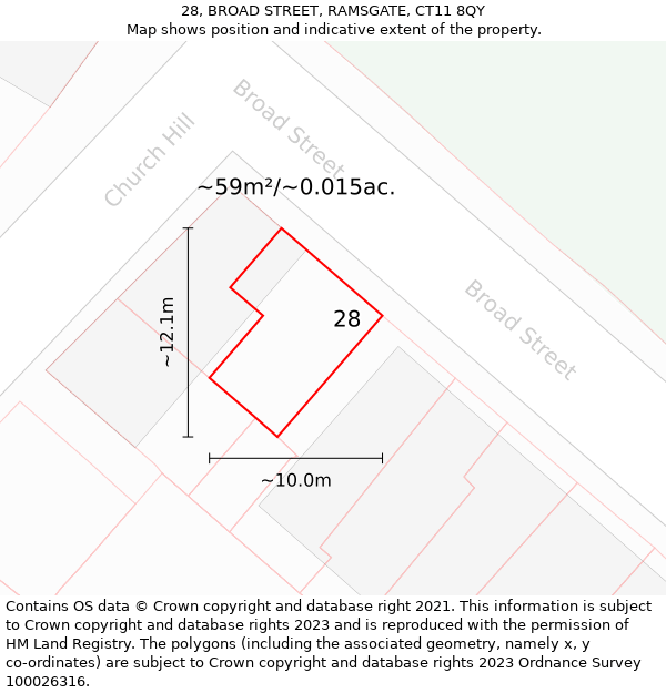 28, BROAD STREET, RAMSGATE, CT11 8QY: Plot and title map