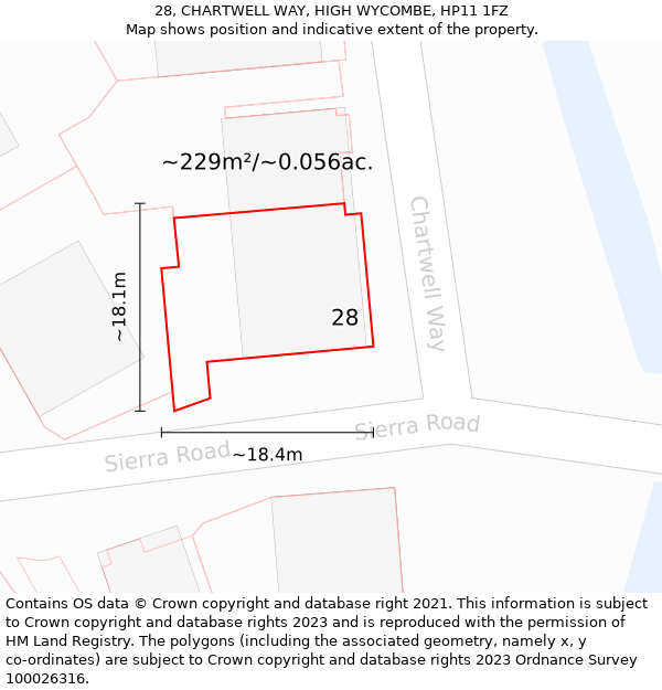 28, CHARTWELL WAY, HIGH WYCOMBE, HP11 1FZ: Plot and title map