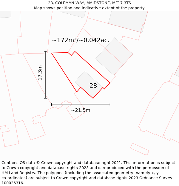 28, COLEMAN WAY, MAIDSTONE, ME17 3TS: Plot and title map