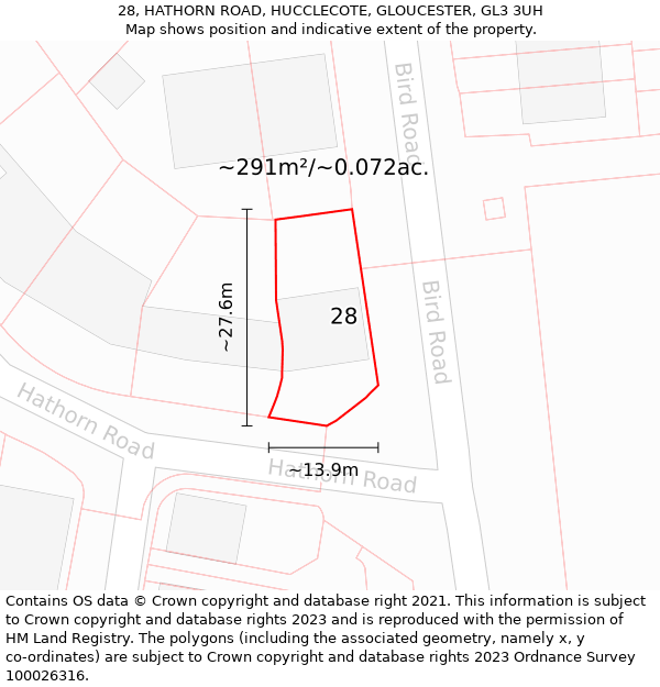 28, HATHORN ROAD, HUCCLECOTE, GLOUCESTER, GL3 3UH: Plot and title map