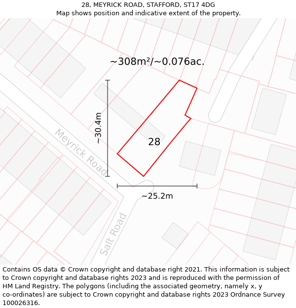 28, MEYRICK ROAD, STAFFORD, ST17 4DG: Plot and title map