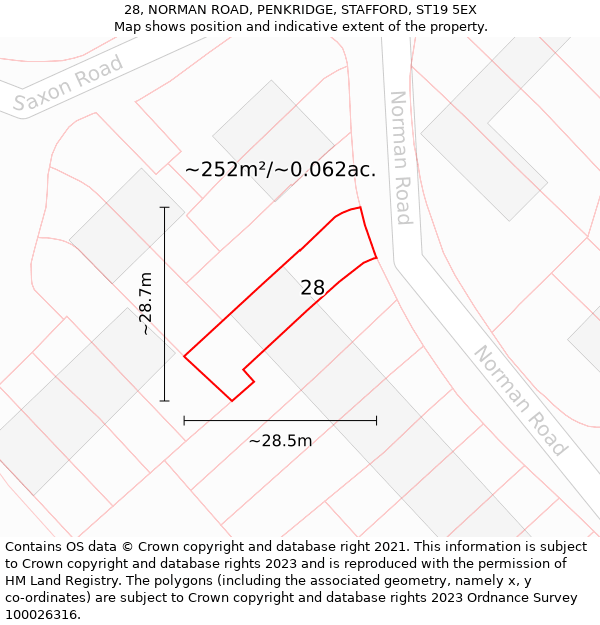 28, NORMAN ROAD, PENKRIDGE, STAFFORD, ST19 5EX: Plot and title map