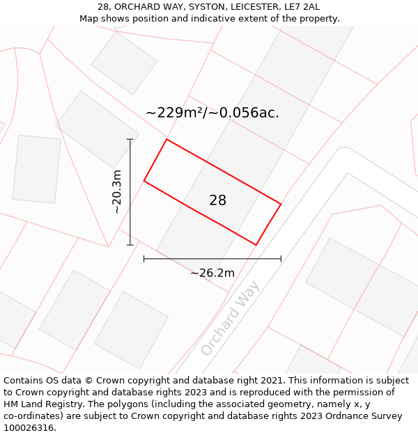 28, ORCHARD WAY, SYSTON, LEICESTER, LE7 2AL: Plot and title map