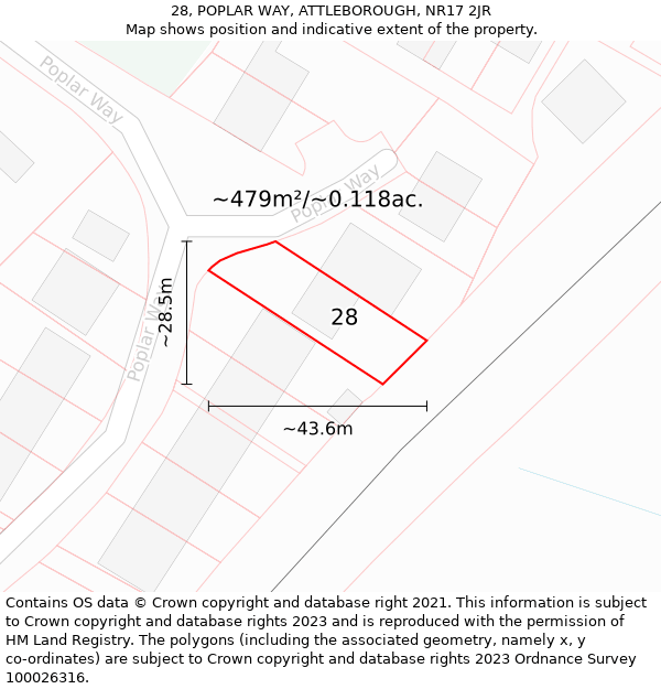 28, POPLAR WAY, ATTLEBOROUGH, NR17 2JR: Plot and title map