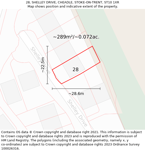 28, SHELLEY DRIVE, CHEADLE, STOKE-ON-TRENT, ST10 1XR: Plot and title map