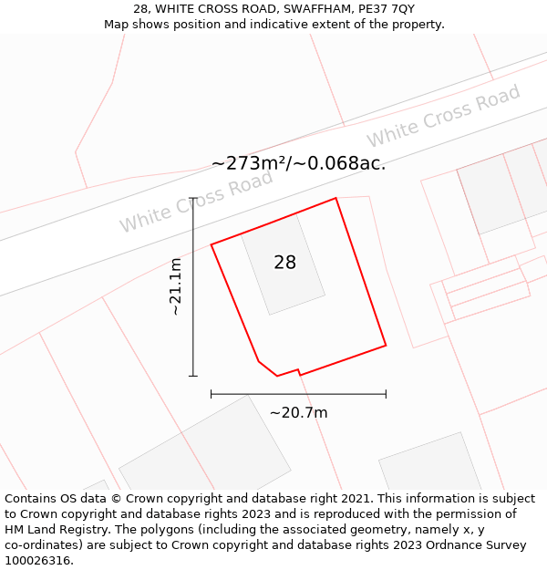 28, WHITE CROSS ROAD, SWAFFHAM, PE37 7QY: Plot and title map