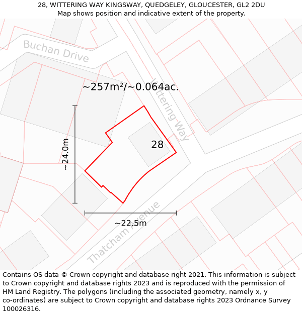 28, WITTERING WAY KINGSWAY, QUEDGELEY, GLOUCESTER, GL2 2DU: Plot and title map