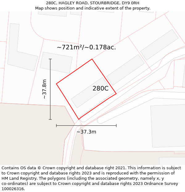 280C, HAGLEY ROAD, STOURBRIDGE, DY9 0RH: Plot and title map