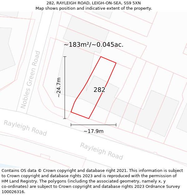 282, RAYLEIGH ROAD, LEIGH-ON-SEA, SS9 5XN: Plot and title map