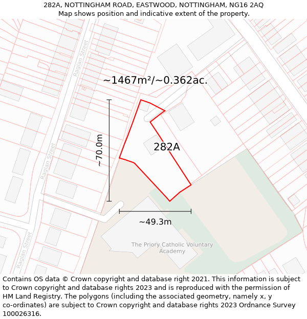 282A, NOTTINGHAM ROAD, EASTWOOD, NOTTINGHAM, NG16 2AQ: Plot and title map