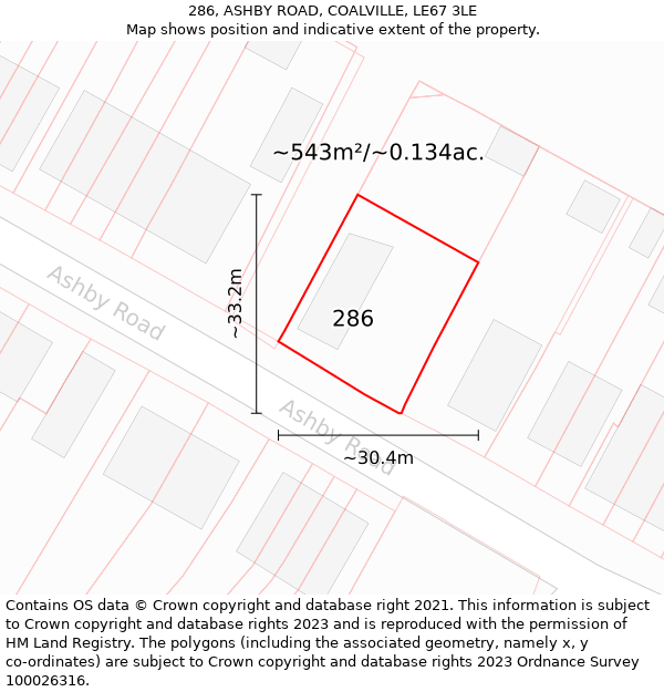 286, ASHBY ROAD, COALVILLE, LE67 3LE: Plot and title map