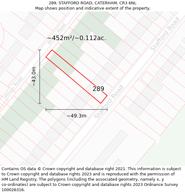 289, STAFFORD ROAD, CATERHAM, CR3 6NL: Plot and title map