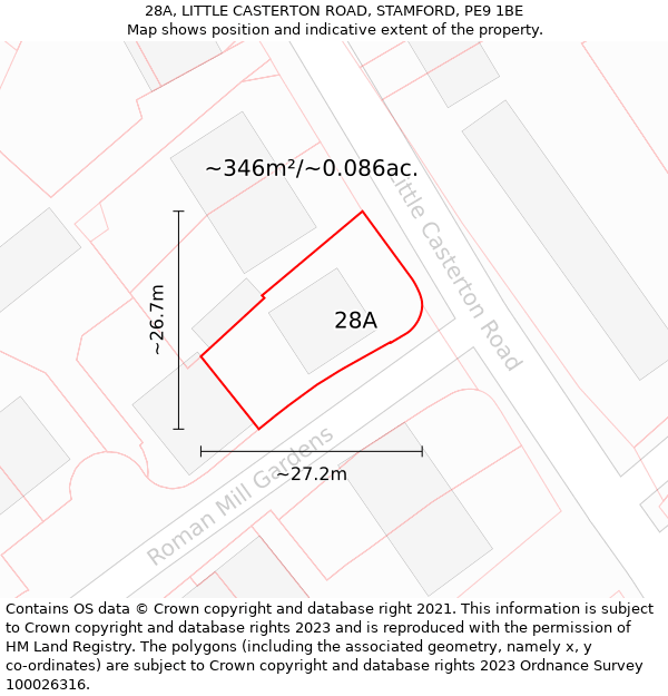 28A, LITTLE CASTERTON ROAD, STAMFORD, PE9 1BE: Plot and title map