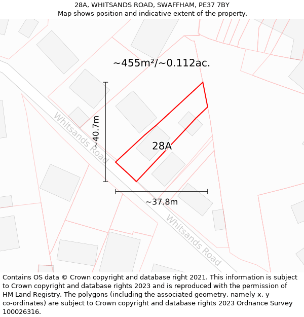 28A, WHITSANDS ROAD, SWAFFHAM, PE37 7BY: Plot and title map