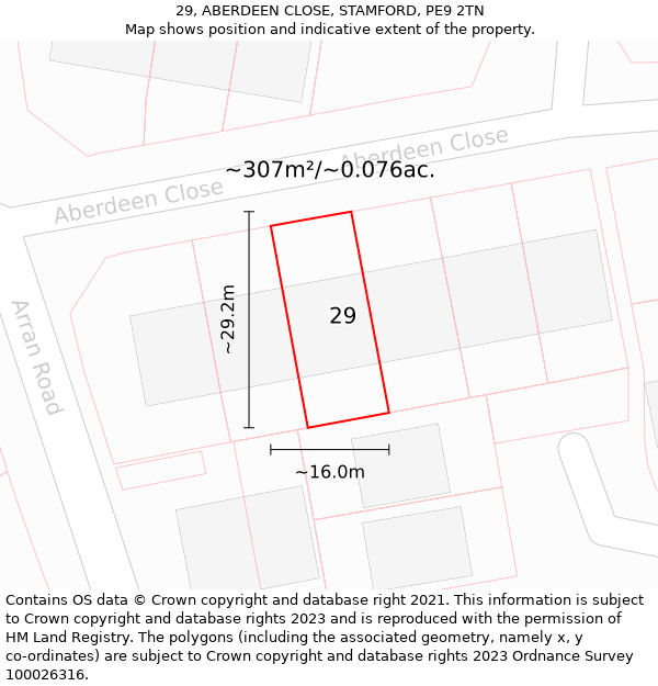 29, ABERDEEN CLOSE, STAMFORD, PE9 2TN: Plot and title map