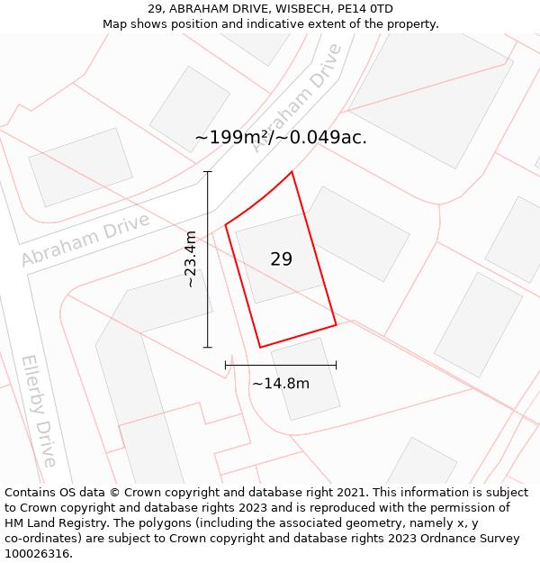 29, ABRAHAM DRIVE, WISBECH, PE14 0TD: Plot and title map