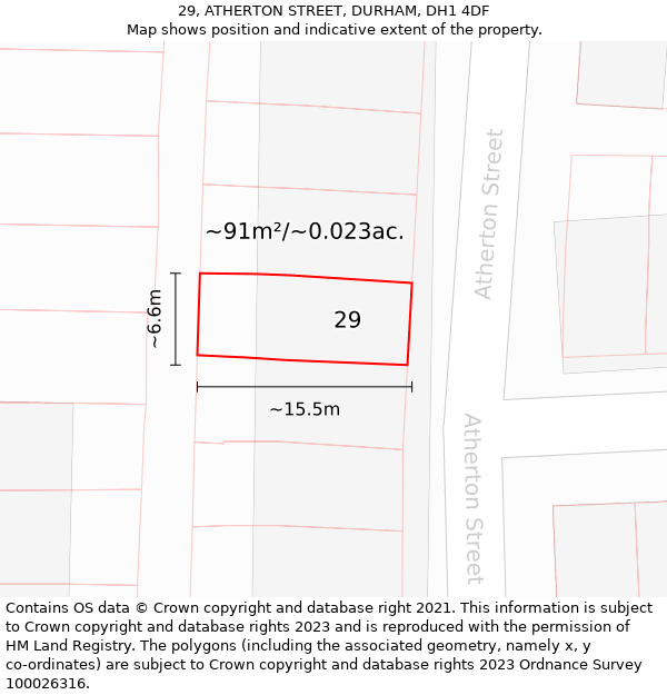 29, ATHERTON STREET, DURHAM, DH1 4DF: Plot and title map