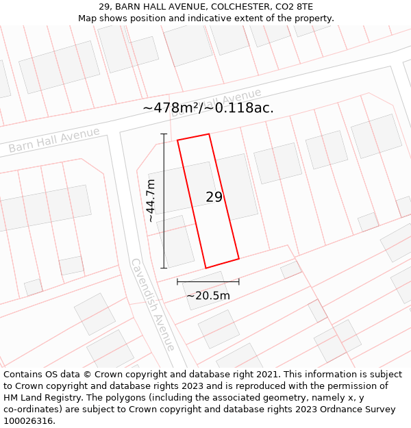 29, BARN HALL AVENUE, COLCHESTER, CO2 8TE: Plot and title map