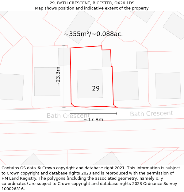 29, BATH CRESCENT, BICESTER, OX26 1DS: Plot and title map