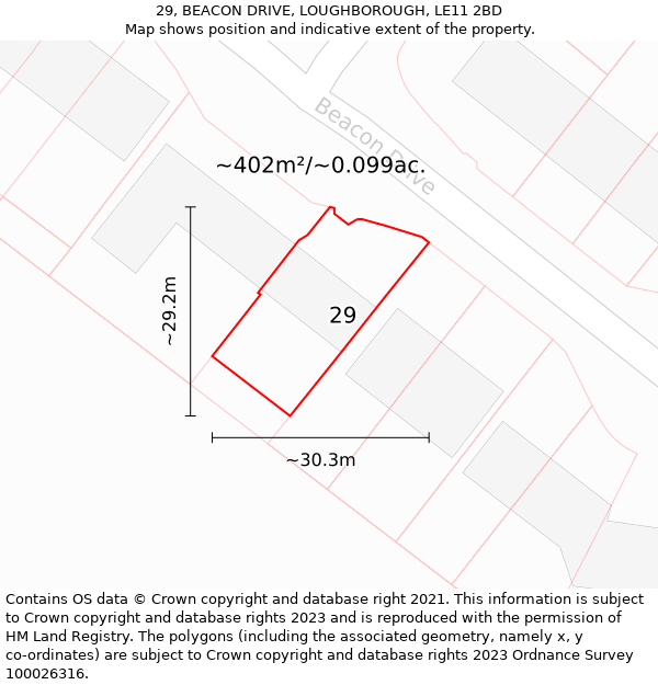 29, BEACON DRIVE, LOUGHBOROUGH, LE11 2BD: Plot and title map