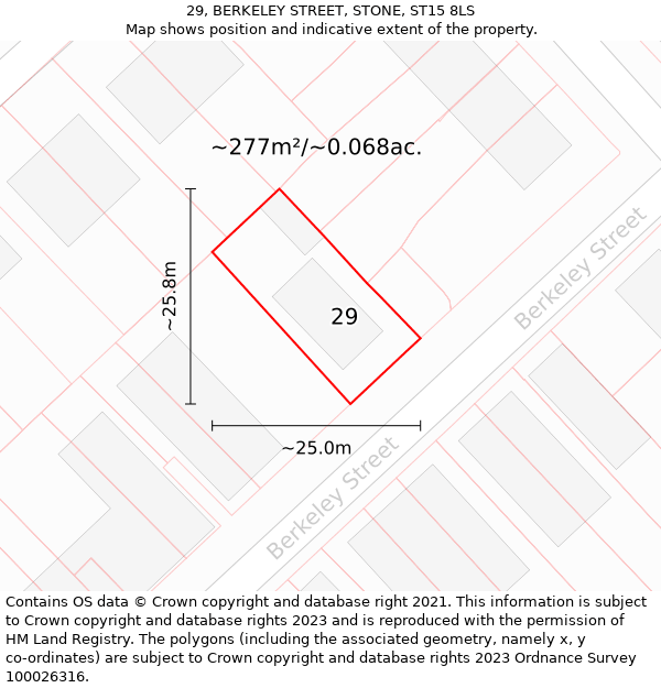 29, BERKELEY STREET, STONE, ST15 8LS: Plot and title map