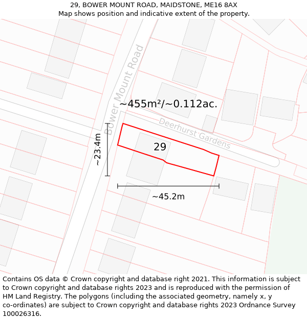 29, BOWER MOUNT ROAD, MAIDSTONE, ME16 8AX: Plot and title map