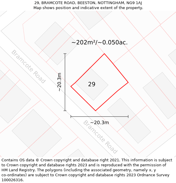 29, BRAMCOTE ROAD, BEESTON, NOTTINGHAM, NG9 1AJ: Plot and title map